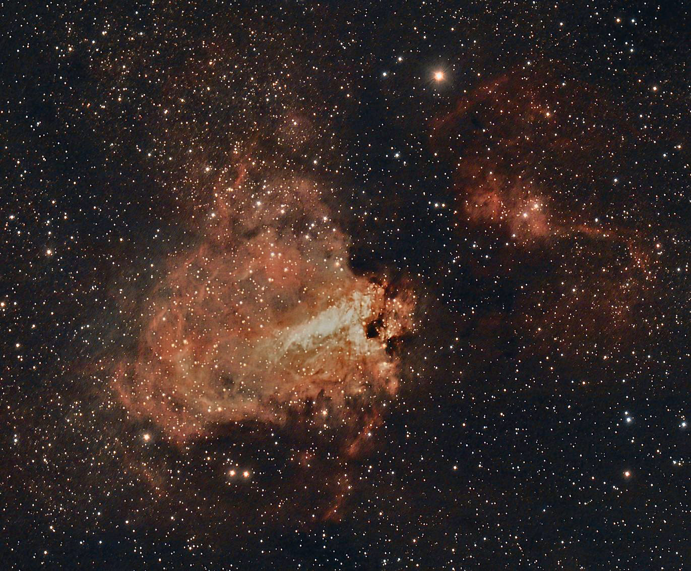 m17 seen using Celestron RASA 8 And ZWO ASI183MC